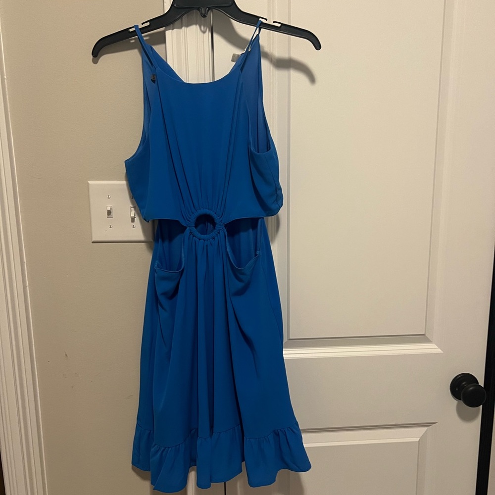 Blue Sleeveless Dress with Cutout